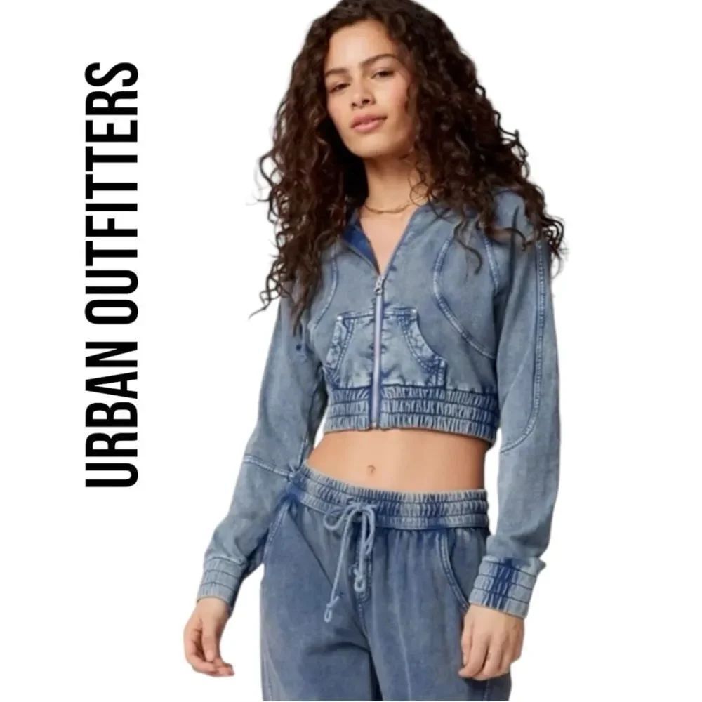 NEW Out From Under Rocco UO Urban Outfitters Denim Hooded Zip Up Coat Jacket S